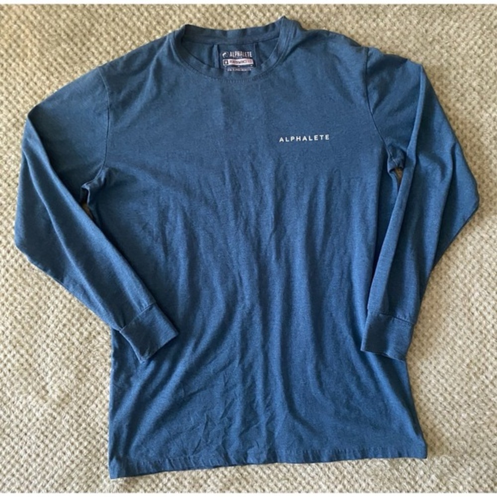 Alphalete Teal  Performance Fit Athletic Gym Long Sleeve Shirt Mens Size M